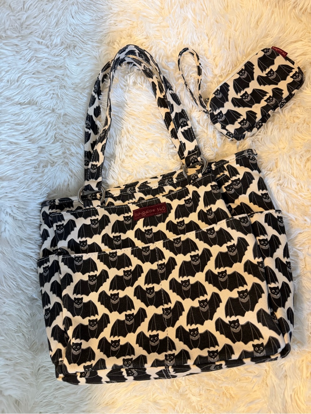 Bungalow 360 Bat/Black & White Patterned Tote with Matching Wristlet - Picture 11 of 11